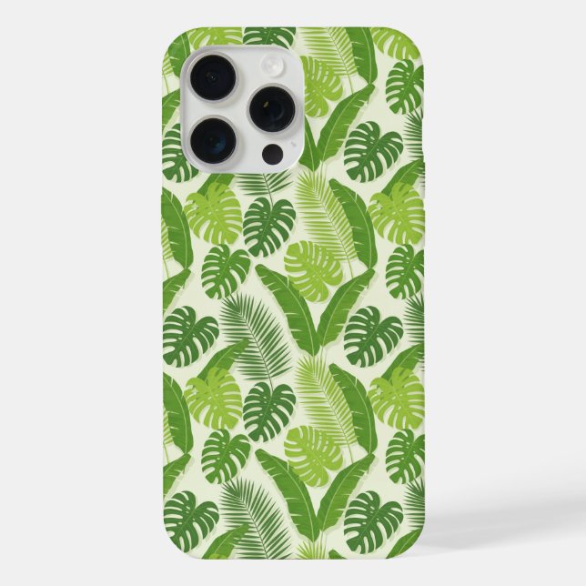 Tropical Leaves & Monstera Seamless Pattern iPhone Case (Back)