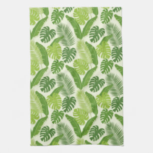 Tropical Leaves & Monstera Seamless Pattern Kitchen Towel
