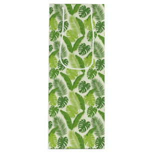 Tropical Leaves & Monstera Seamless Pattern Wine Gift Bag