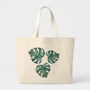Tropical leaves nature summer modern elegant cute  large tote bag