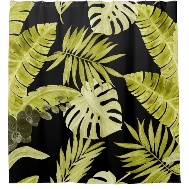 Tropical leaves, orchids, watercolor pattern. (Front)