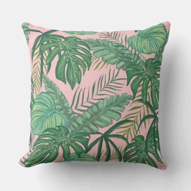 Tropical Leaves Outdoor Pillow (Front)