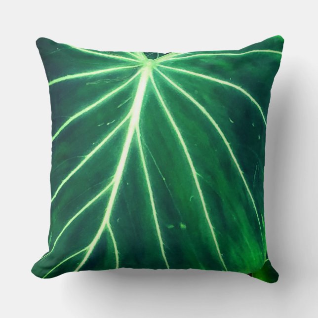 Tropical leaves palm leaves jungle leaves throw pillow (Front)
