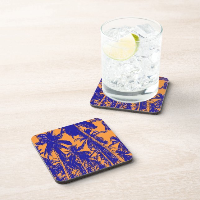 Tropical Leaves - Palm Trees in Posterised Design Coaster (Right Side)