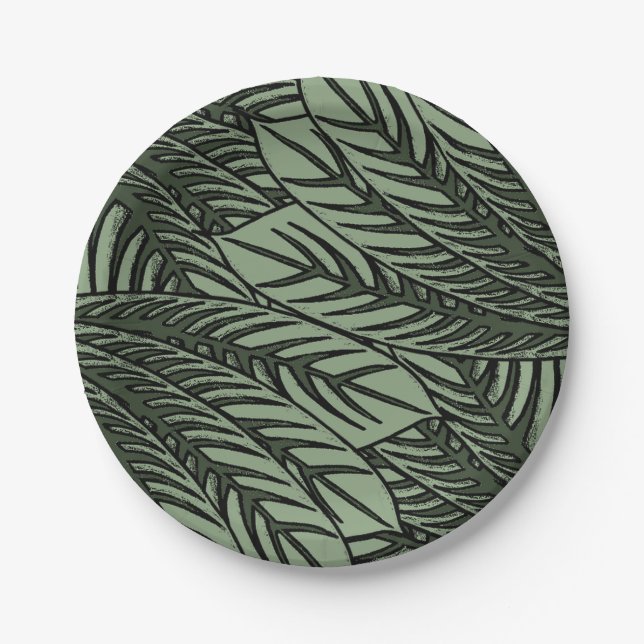 Tropical Leaves Paper Plate (Front)