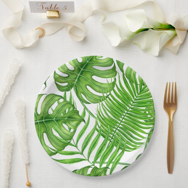 Tropical leaves paper plate (Wedding)