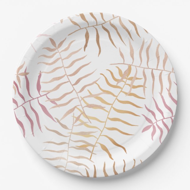 Tropical Leaves Paper Plate (Front)