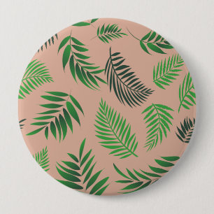 Tropical Leaves Pattern 10 4 Inch Round Button