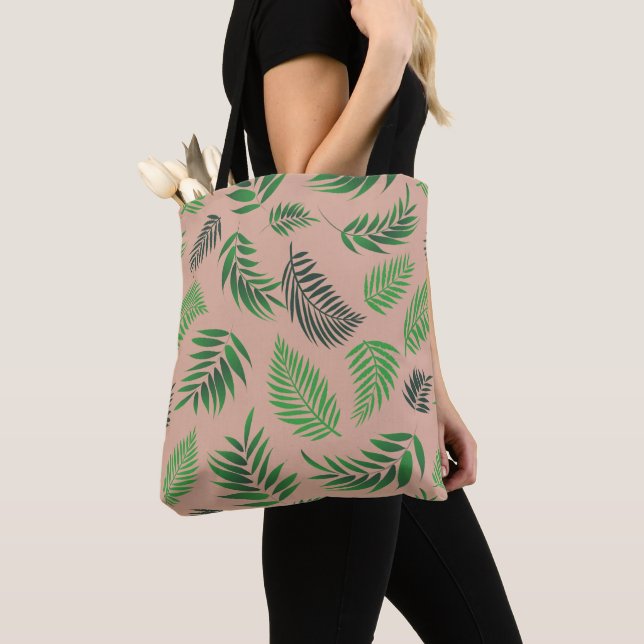 Tropical Leaves Pattern 10 Tote Bag (Close Up)