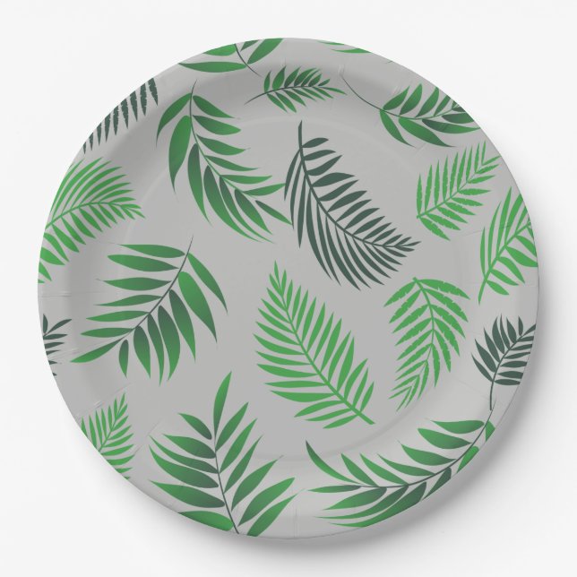 Tropical Leaves Pattern 11 Paper Plate (Front)