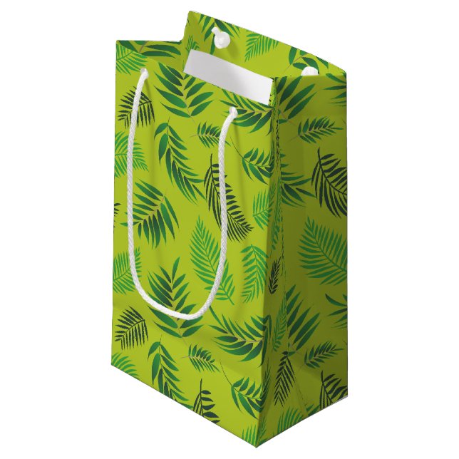 Tropical Leaves Pattern 12 Small Gift Bag (Front Angled)