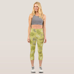 Tropical Leaves Pattern 17 Capri Leggings