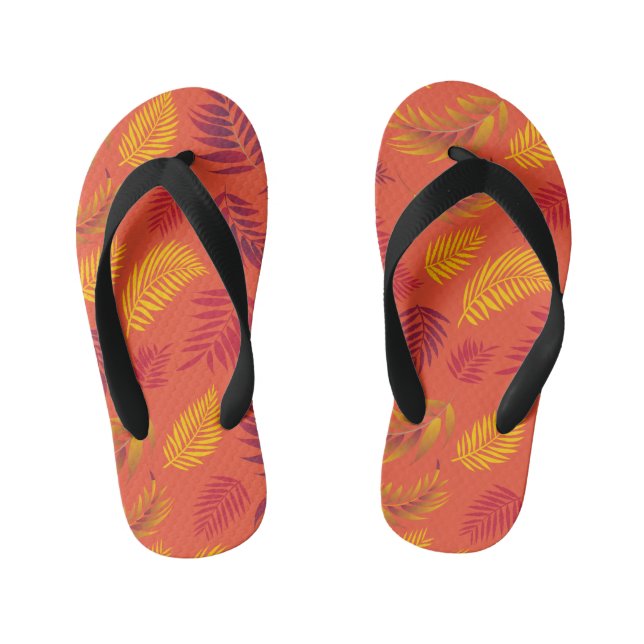 Tropical Leaves Pattern 18 Kid's Flip Flops (Footbed)