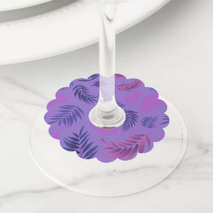 Tropical Leaves Pattern 19 Wine Glass Tag