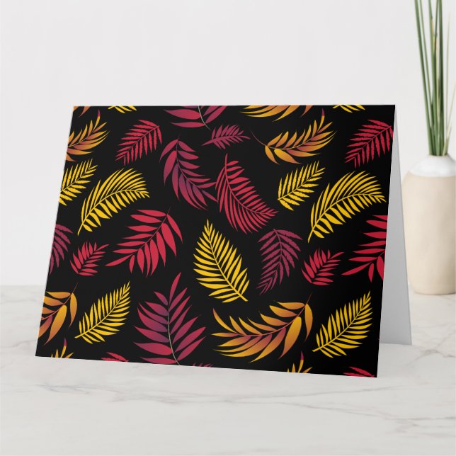 Tropical Leaves Pattern 21 Thank You Card (Front)