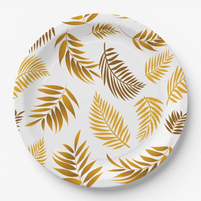 Tropical Leaves Pattern 22 Paper Plate (Front)