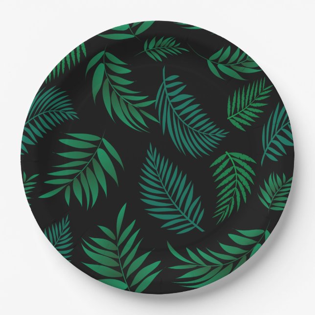 Tropical Leaves Pattern 2 Paper Plate (Front)