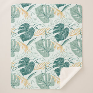 Tropical leaves pattern 2 sherpa blanket
