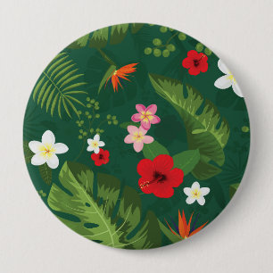 Tropical Leaves Pattern 4 Inch Round Button