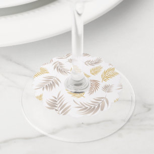 Tropical Leaves Pattern 7 Wine Glass Tag