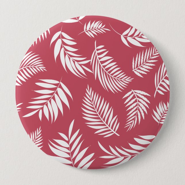 Tropical Leaves Pattern 8 4 Inch Round Button (Front)