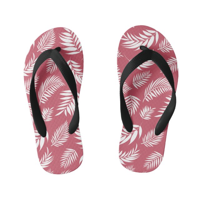 Tropical Leaves Pattern 8 Kid's Flip Flops (Footbed)