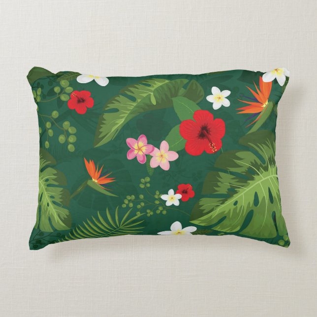 Tropical Leaves Pattern Accent Pillow (Front)