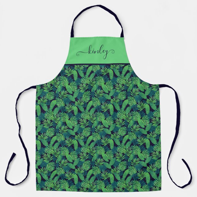 Tropical Leaves Pattern Apron (Front)