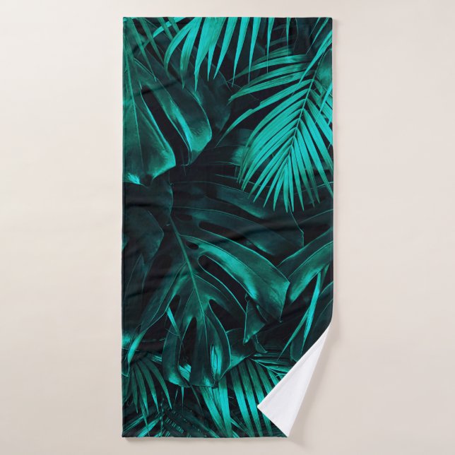 Tropical leaves pattern bath towel (Bath Towel)