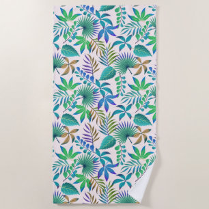 Tropical leaves pattern beach towel