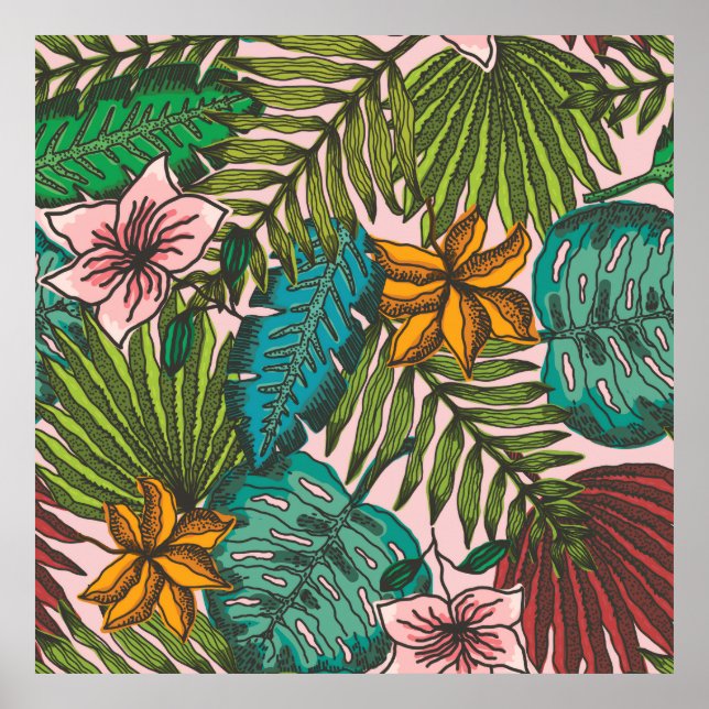 Tropical Leaves Pattern - Boho Floral Decor (Front)
