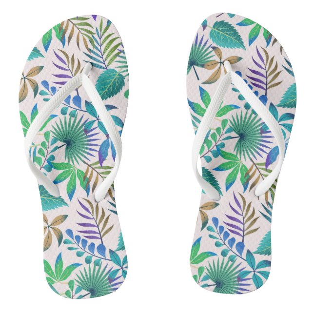 Tropical leaves pattern flip flops (Footbed)