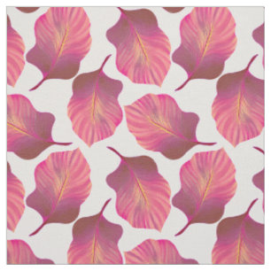 Tropical Leaves Pattern in Pink Fabric