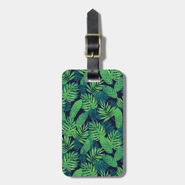 Tropical Leaves Pattern Luggage Tag (Front Vertical)
