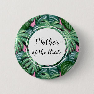 Tropical Leaves Pattern - Mother of the Bride 2 Inch Round Button