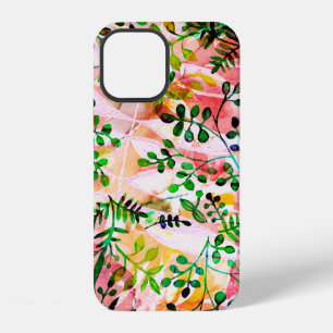 Tropical leaves pattern repeating. Artistic photo iPhone 12 Case