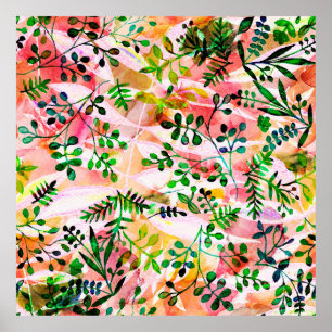 Tropical leaves pattern repeating. Artistic photo  Poster