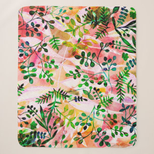 Tropical leaves pattern repeating. Artistic photo Sherpa Blanket