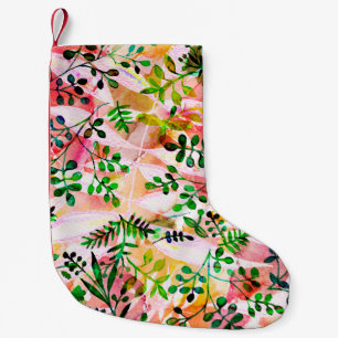 Tropical leaves pattern repeating. Artistic photo  Small Christmas Stocking
