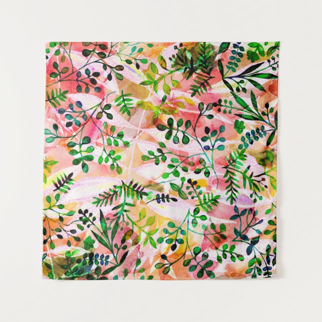 Tropical leaves pattern repeating. Artistic photo  Tapestry (Front)