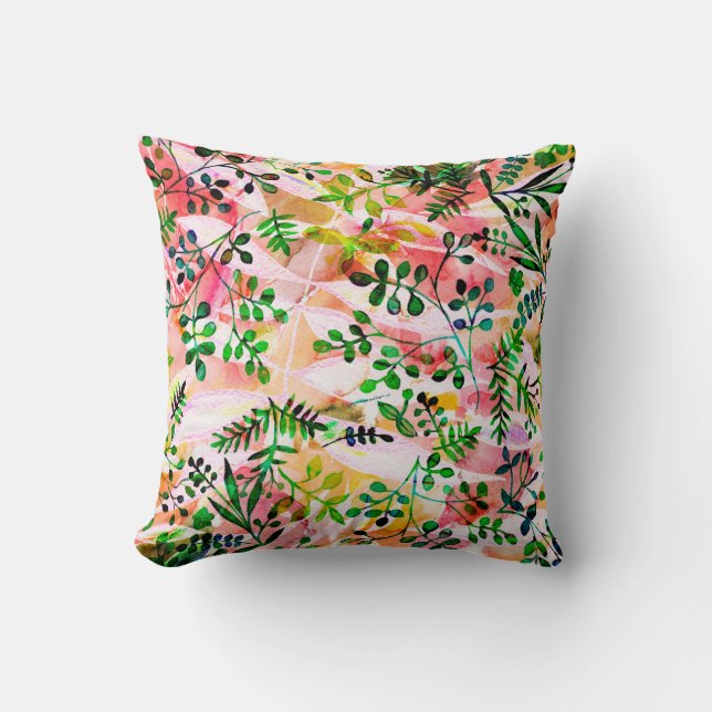 Tropical leaves pattern repeating. Artistic photo  Throw Pillow (Front)
