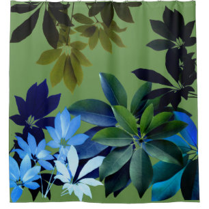 Tropical Leaves Pattern Shower Curtain
