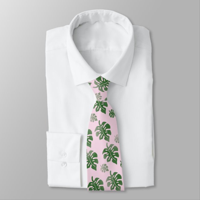 Tropical Leaves Pattern Wedding Party Dancing  Tie (Tied)