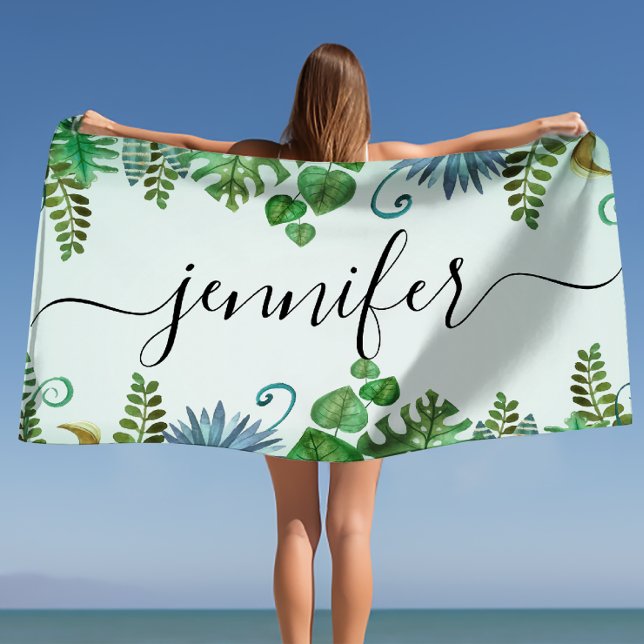 Tropical Leaves Personalized Nam Beach Towel (Tropical Leaves Personalized Nam Beach Towel)