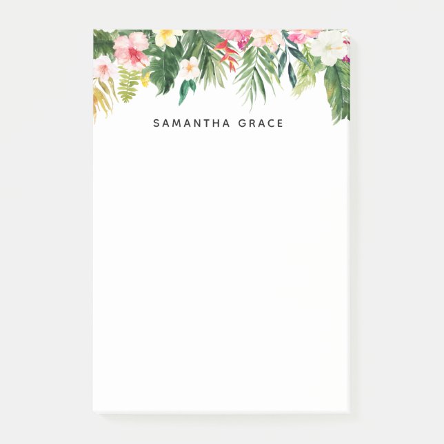 Tropical Leaves Personalized Post-it Notes (Front)