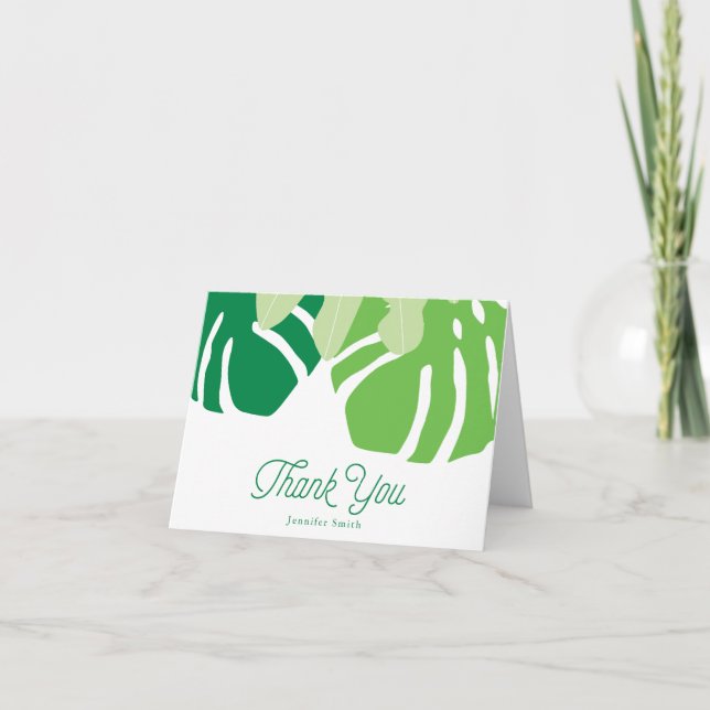Tropical Leaves Personalized Thank You Note (Front)