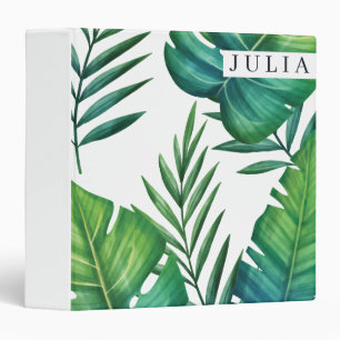 Tropical Leaves Personalized Watercolor Binder