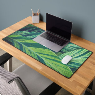 Tropical Leaves Photo Green Striped Tropic Leaf Desk Mat