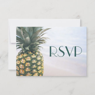 Tropical Leaves Pineapple Hawaiian Wedding RSVP