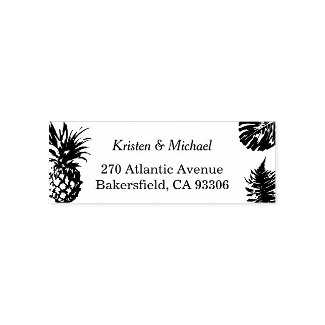 Tropical Leaves Pineapple Return Address Self-inking Stamp (Design)